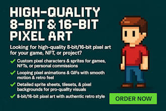 do 2d retro 8bit 16bit pixel art character looping lofi animation, animated gif