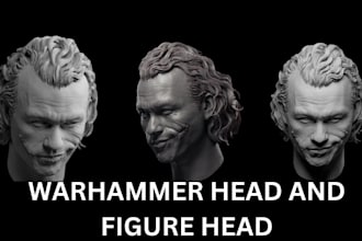 sculpt and 3d print space part warhammer head miniature painting and 3d head