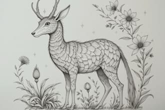 draw an animal and botanical illustration