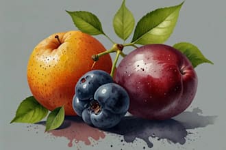 illustrate fruit, plant, or anything in digital watercolor