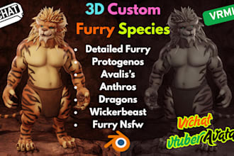 edit, create 3d vrchat avatar furry nsfw vrm vtuber model for vseeface animaze