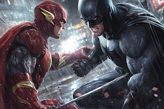 draw comic art book pages and characters, game poster