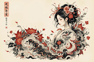 drawing a professional japanese style tattoo design