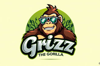 make a high quality grizz gorilla mascot logo with unlimited revision