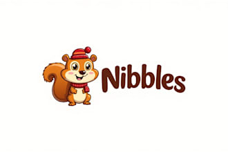 design high quality nibble the squirrel mascot logo  in 12 hours