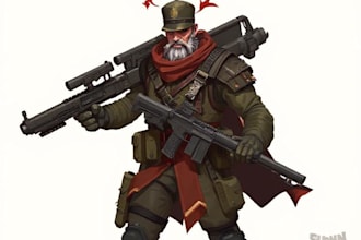draw 2d game art military character design