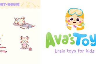 design create fun, cute, character cute kawaii cartoon logo