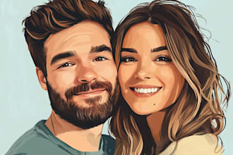 draw cartoon disney couple portrait