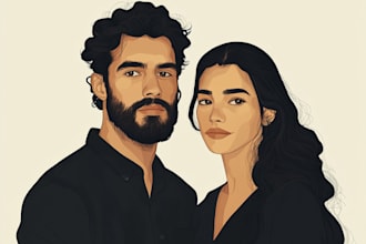 draw a couple portrait, wedding illustration