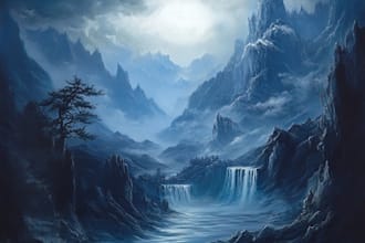 paint professional landscape concept art in painterly style
