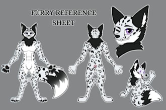 design custom nsfw furry reference sheet, nsfw fursona ref sheet for oc design