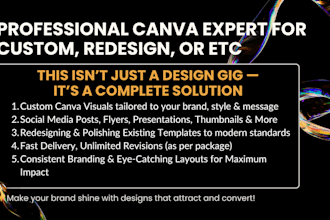 be your canva expert for custom redesign or new creations