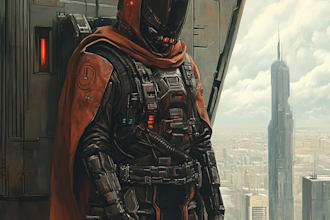 create a sci fi character illustration or sci fi art
