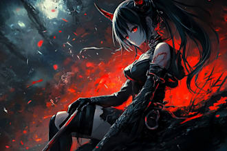 create a horror or fantasy dark character art