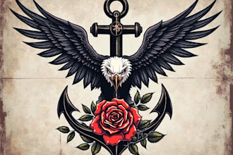 create amazing traditional or old school tattoo style design