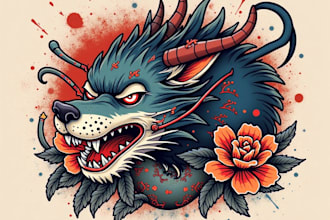 create a traditional or old school style tattoo design