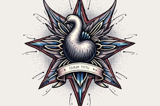 create traditional or old school tattoo design