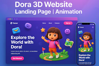 design dora 3d website dora landing page framer website dora animation