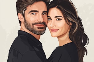 draw family, couple or group portrait illustration