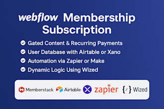 intergrate webflow membership subscription website with airtable xano zapier