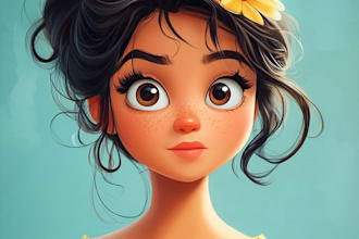 draw  portrait in disney cartoon illustration