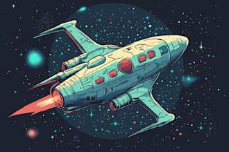 drawing sci fi art and sci fi character art illustration