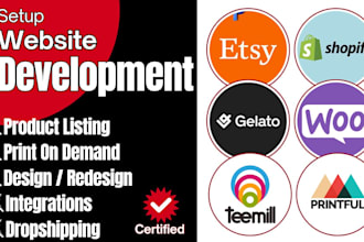 shopify woocommerce etsy store setup teemill printful gelato zakeke dropshipping