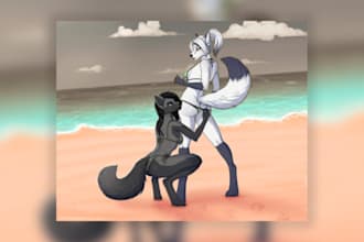 draw furry nsfw art anthro fursona couple oc, furry comic nsfw sfw illustration
