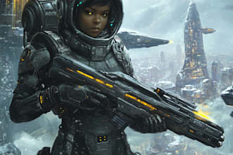 draw a sci fi character illustration or sci fi character