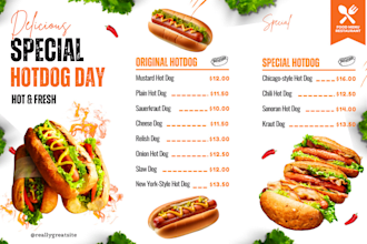 design restaurant menu, food menu board flyer