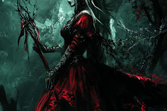 create concept drawings for fantasy characters and spooky horror creatures