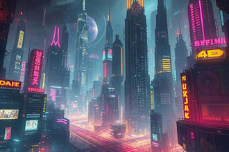 amazing cyberpunk scifi futuristic city art illustration