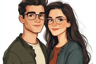 draw couple portrait illustration from photo