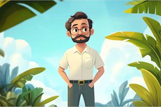 draw cartoon character in vector format for branding and merch