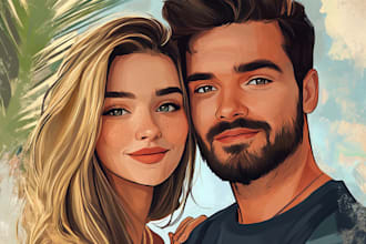 do  you anime couple art portrait