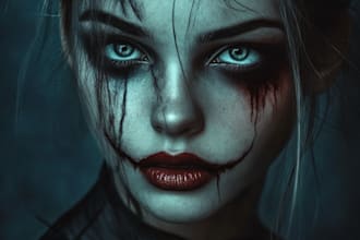 draw fantasy horror art illustration or dark creepy