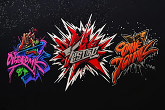 do custom graffiti art style logo for your merchandise and brand