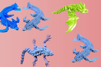 model 3d flexi animal articulated model 3d printing fidget toy 3d bjd model