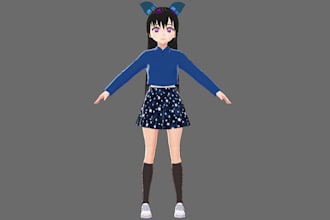 create and rig 3d vtuber character for vroid, vrchat, vrm or convert liv2d to 3d
