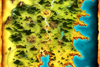 make high quality and detail fantasy map style illustration
