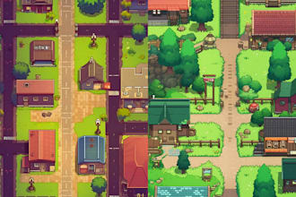 create 8bit 16bit pixel art character top down pixel tileset sprite sheet pixel