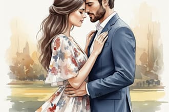 paint a family portrait into a digital watercolor painting