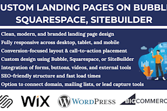 design high converting landing pages on bubble squarespace or site builder