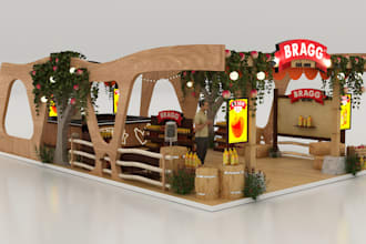 make 3d contemporary exhibition stalls, booth, stand for you