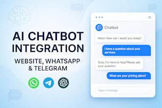 build website ai chatbot, integrate ai chatbot with whatsapp telegram ai chatbot