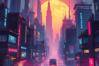 do cyberpunk futuristic city art