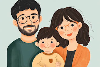 draw family, couple or group portrait illustration