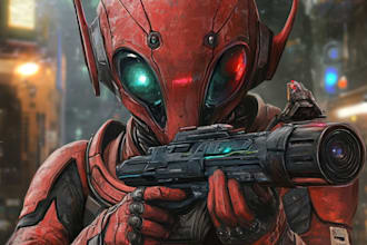make a sci fi character illustration or sci fi character art