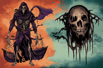 do an brutal dark horror metal art illustration
