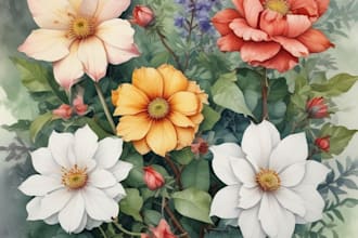 draw botanical illustration of flower illustration